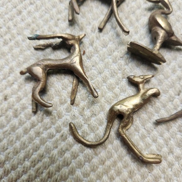 Lot 5 Vintage Brass Figurines Miniature Mini Figures Folk Art Giraffe Kangaroo - Picture 3 of 8